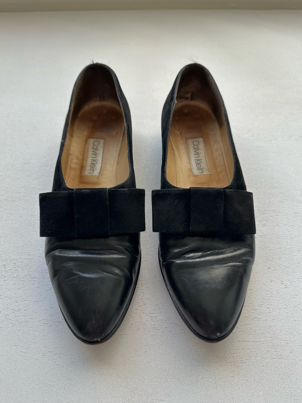 Vintage 90s calvin klein black leather opera tuxedo pump loafer shoes women’s 7